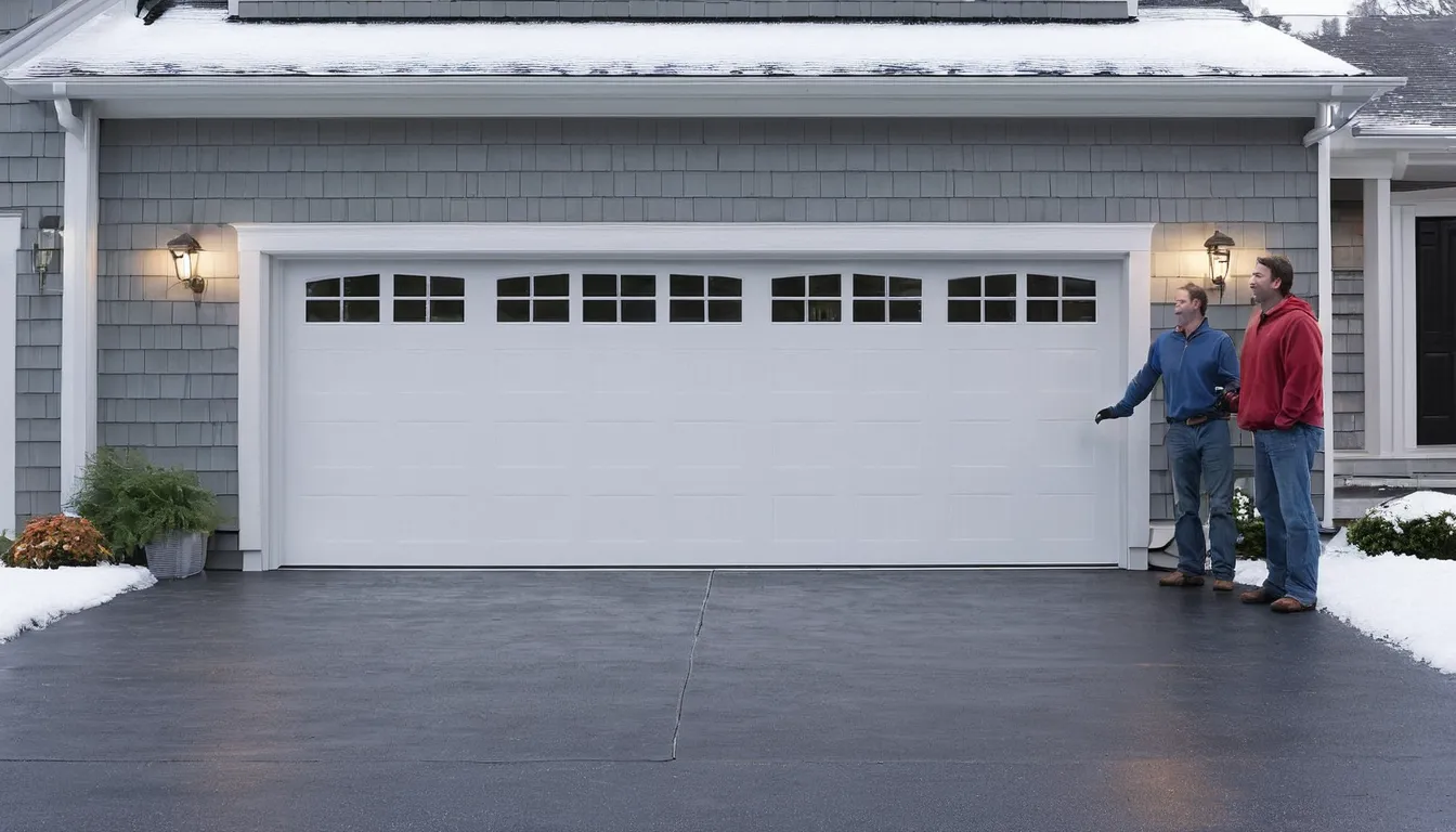 Independent garage door provider fitting a new insulated door on a Old Westbury home