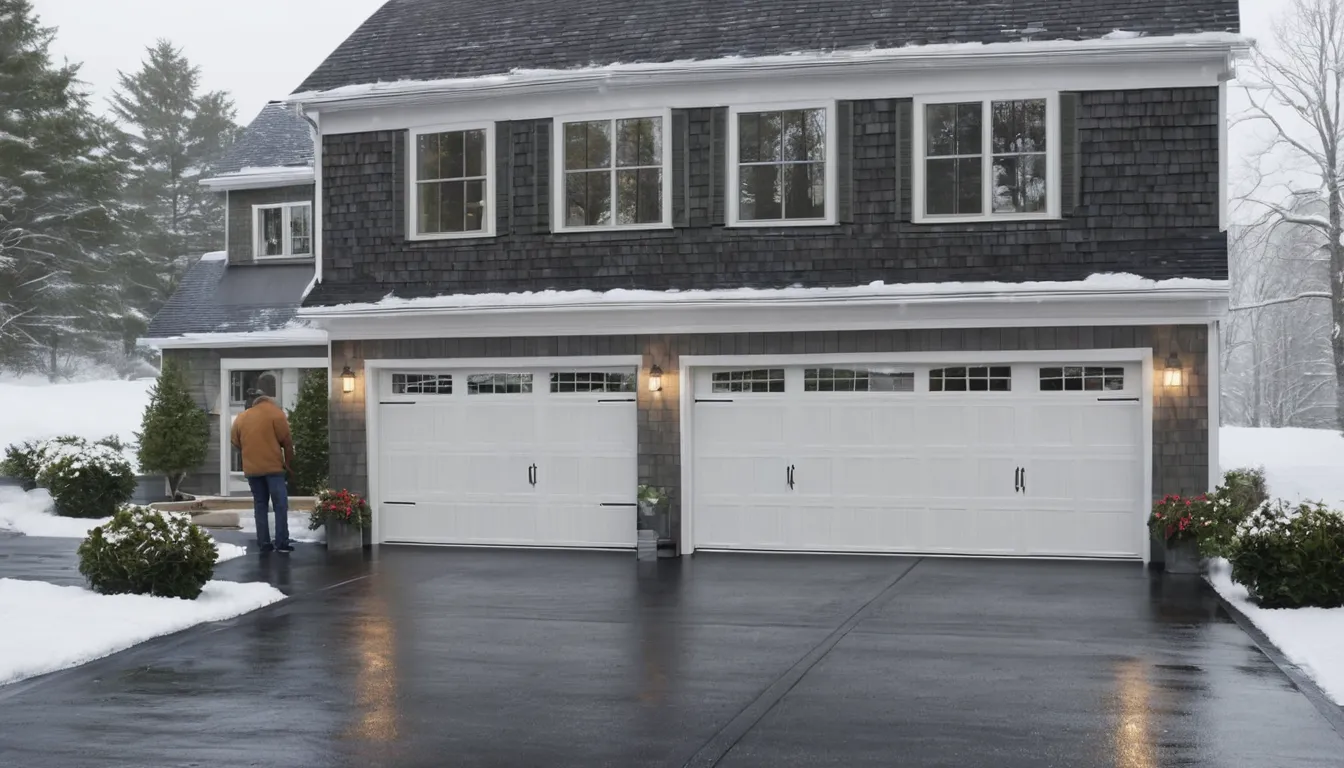Local garage door provider checking track alignment on a residential garage door in Old Westbury